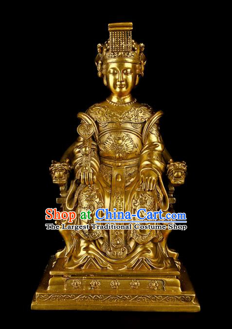 Chinese Traditional Feng Shui Items Taoism Brass Heavenly Queen Mother Statue Decoration