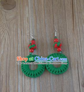 Chinese Traditional Ethnic Jewelry Accessories Green Earrings for Women