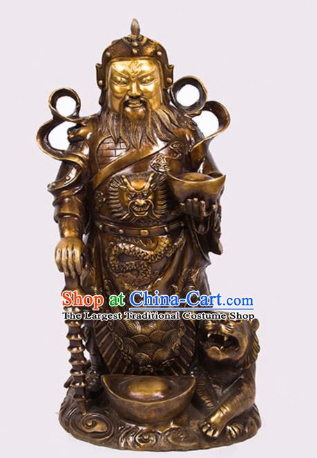 Chinese Traditional Feng Shui Items Bagua Decoration Taoism Wealth God Brass Statue