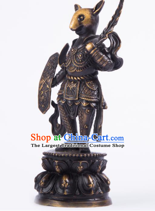 Chinese Traditional Feng Shui Items Taoism Bagua Brass Chinese Zodiac Rat Statue Decoration