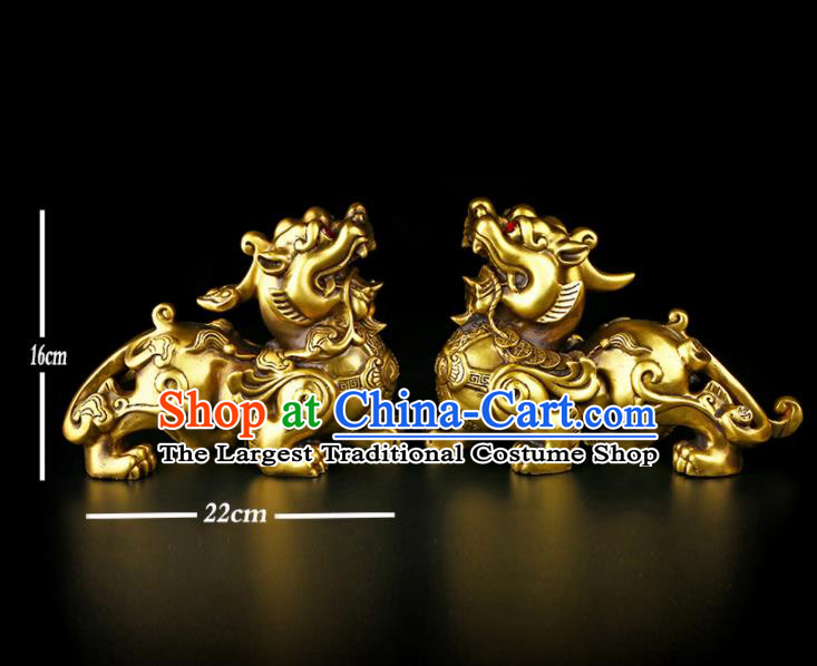 Chinese Traditional Feng Shui Items Taoism Bagua Brass Pi Xiu Decoration