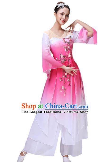 Chinese Traditional Stage Performance Fan Dance Pink Costume Classical Dance Group Dance Dress for Women