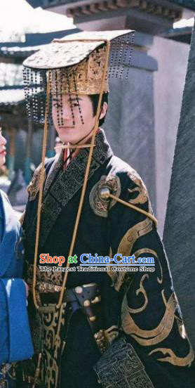 The Lengend of Haolan Ancient Chinese Warring States Period Qin King Historical Costume and Headpiece for Men