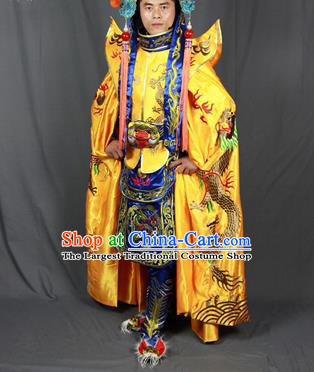 Chinese Traditional Sichuan Opera Embroidered Golden Cloak and Costume Face Changing Clothing Complete Set for Men