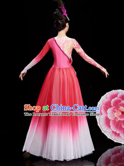 Chinese Traditional Spring Festival Gala Rosy Dress Opening Dance Modern Dance Costume for Women