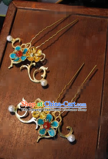 Chinese Traditional Palace Hair Accessories Flower Hair Clips Ancient Hairpins Headwear for Women