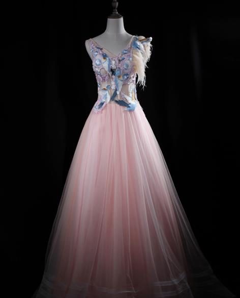 Top Grade Catwalks Pink Veil Fishtail Crystal Evening Dress Compere Modern Fancywork Costume for Women
