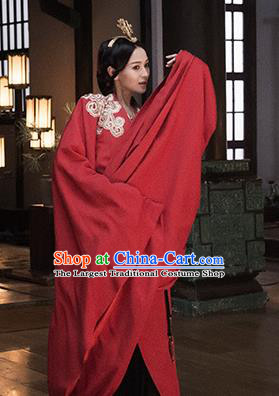The Lengend Of Haolan Chinese Ancient Palace Lady Hanfu Dress Warring States Period Historical Costume and Headpiece for Women