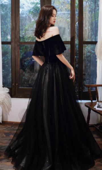Top Grade Catwalks Black Veil Bubble Evening Dress Compere Modern Fancywork Costume for Women