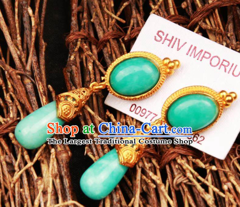 Chinese Traditional Tibetan Ethnic Ear Accessories Zang Nationality National Blue Earrings for Women