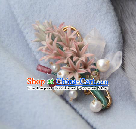 Traditional Chinese Hanfu Accessories Ancient Princess Hyacinth Pearls Brooch for Women
