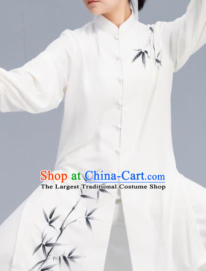 Asian Chinese Martial Arts Wushu Printing Bamboo Costume Traditional Tai Ji Kung Fu Training Uniform for Women