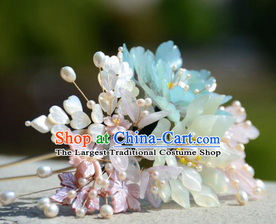 Traditional Chinese Hanfu Shell Flowers Hair Clip Hair Accessories Ancient Princess Hairpins for Women