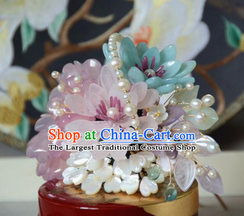 Traditional Chinese Hanfu Pink Flowers Hair Clip Hair Accessories Ancient Princess Hairpins for Women