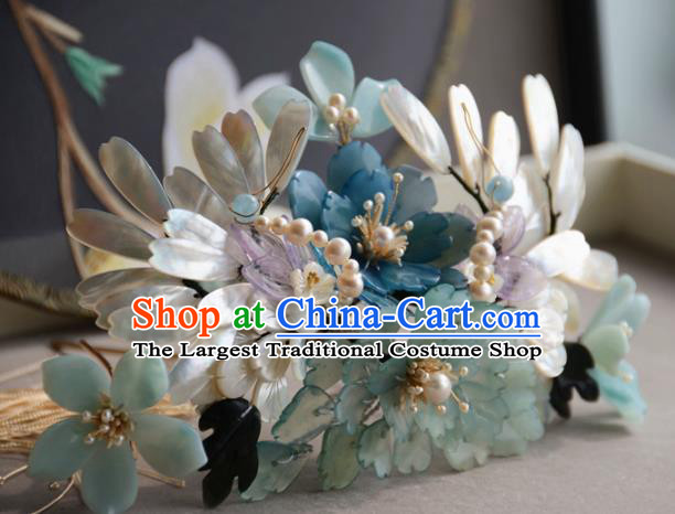 Traditional Chinese Hanfu Flowers Shell Leaf Hair Clip Hair Accessories Ancient Princess Hairpins for Women