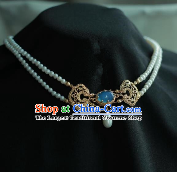 Traditional Chinese Hanfu Accessories Ancient Princess Pearls Agate Necklace for Women