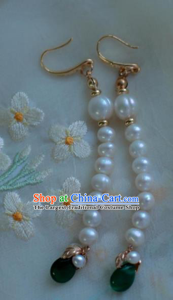 Traditional Chinese Hanfu Accessories Ancient Princess Pearls Tassel Earrings for Women