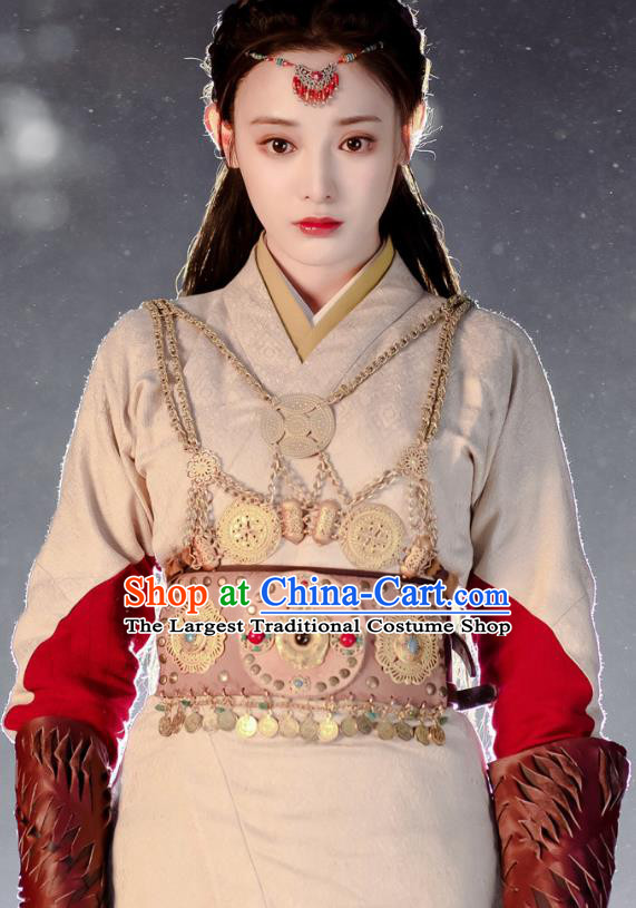 Chinese Ancient Drama Female Swordsman Hanfu Dress Tang Dynasty Ethnic Princess Embroidered Historical Costume for Women