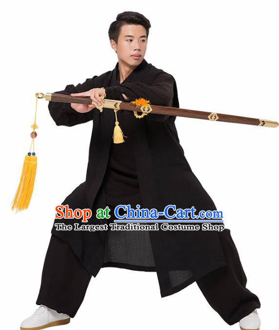 Asian Chinese Traditional Martial Arts Kung Fu Costume Tai Ji Black Clothing for Men
