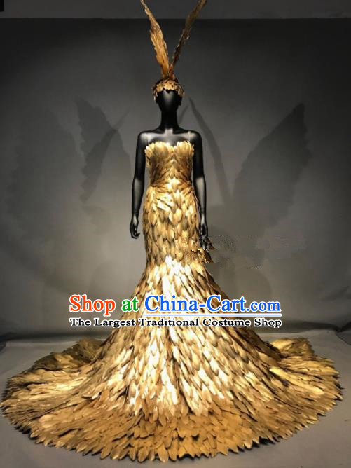 gold feather dress