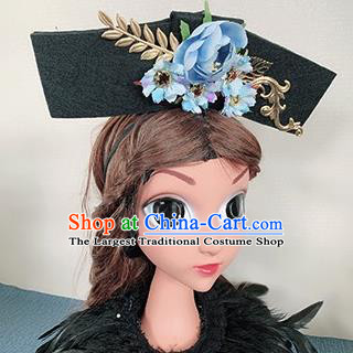 Traditional Chinese Qing Dynasty Princess Blue Peony Hair Accessories Handmade Ancient Hair Clasp for Women