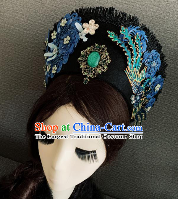 Traditional Chinese Ancient Qing Dynasty Palace Queen Cloisonne Phoenix Coronet Headwear Hair Accessories for Women