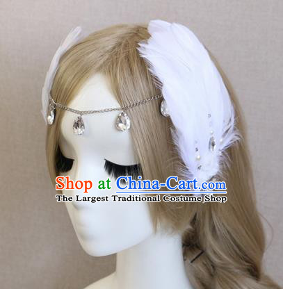 Top Grade Bride White Feather Angel Hair Claws Headwear Princess Hair Accessories for Women