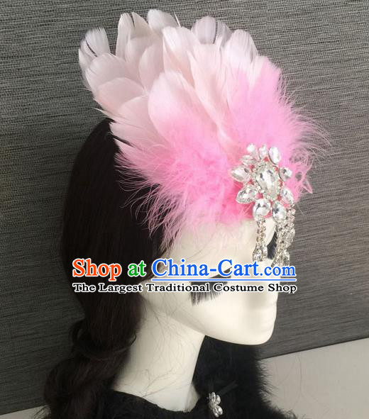 Top Grade Halloween Pink Feather Hair Stick Headwear Brazilian Carnival Hair Accessories for Women