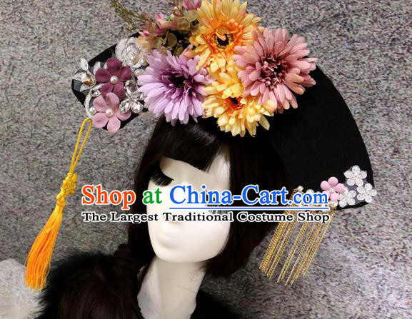 Chinese Ancient Palace Headwear Traditional Qing Dynasty Manchu Hair Accessories for Women