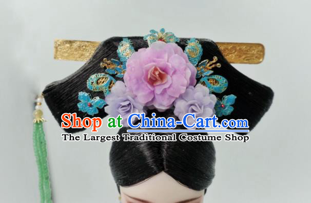 Chinese Ancient Qing Dynasty Manchu Princess Headwear Traditional Palace Hair Accessories for Women