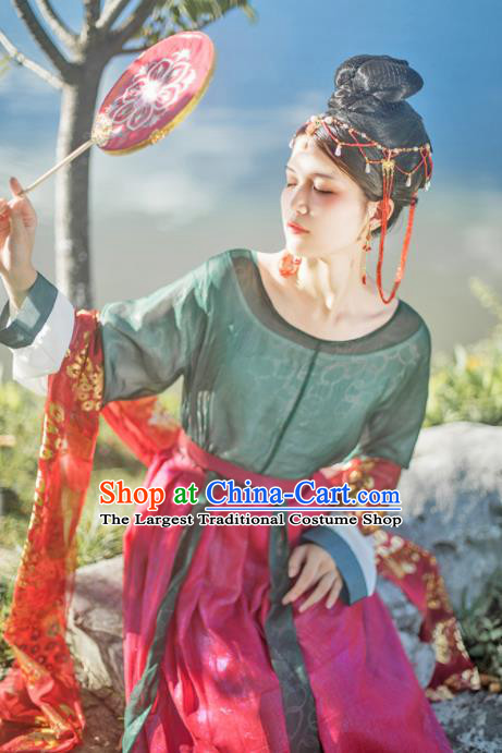 Chinese Traditional Tang Dynasty Imperial Consort Hanfu Dress Ancient Palace Dancer Costume for Women