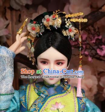 Chinese Ancient Manchu Court Lady Tassel Headwear Traditional Qing Dynasty Palace Hair Accessories for Women