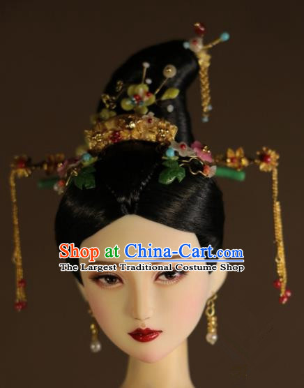 Chinese Ancient Imperial Concubine Hairpins Headwear Traditional Tang Dynasty Hair Accessories for Women