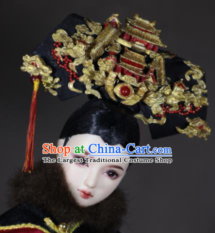 Chinese Ancient Empress Palace Headwear Traditional Qing Dynasty Manchu Queen Hair Accessories for Women