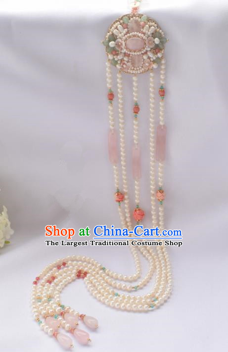 Handmade Chinese Ancient Princess Pearls Tassel Pendant Traditional Hanfu Waist Accessories for Women
