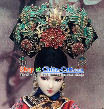 Chinese Ancient Palace Queen Headwear Phoenix Coronet Traditional Qing Dynasty Manchu Empress Hair Accessories for Women