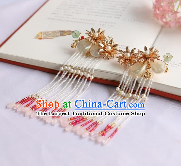 Chinese Ancient Princess Hairpins Tassel Shell Hair Claws Traditional Hanfu Hair Accessories for Women