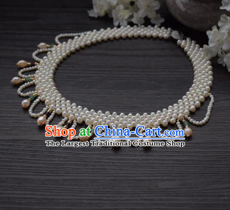 Handmade Chinese Hanfu Pink Pearls Necklace Traditional Ancient Princess Necklet Accessories for Women