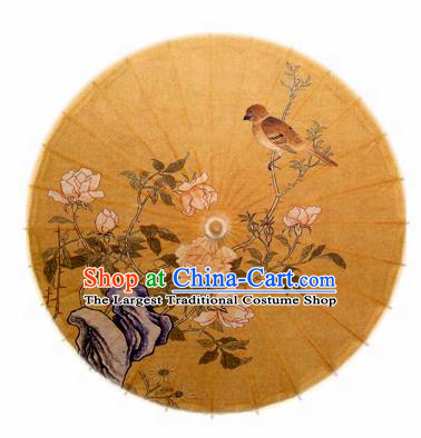 Chinese Ancient Oiled Paper Umbrella Traditional Handmade Printing Peony Umbrellas