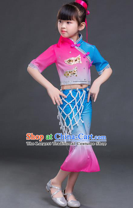Chinese Folk Dance Stage Performance Costume Traditional Yangko Dance Clothing for Kids