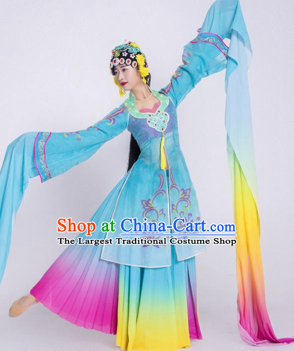 Chinese Classical Dance Costume Traditional Beijing Opera Stage Performance Blue Dress for Women