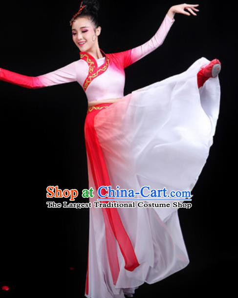 Traditional Chinese Classical Dance Group Dance Red Dress Umbrella Dance Stage Performance Costume for Women