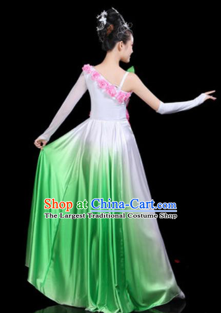 Traditional Chinese Spring Festival Gala Opening Dance Green Dress Modern Dance Stage Performance Costume for Women