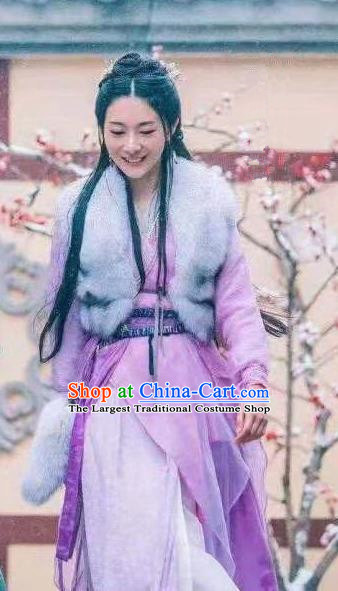 Chinese Ancient Nobility Lady Hanfu Dress Heavenly Sword Dragon Slaying Saber Swordswoman Zhu Jiuzhen Historical Costume for Women