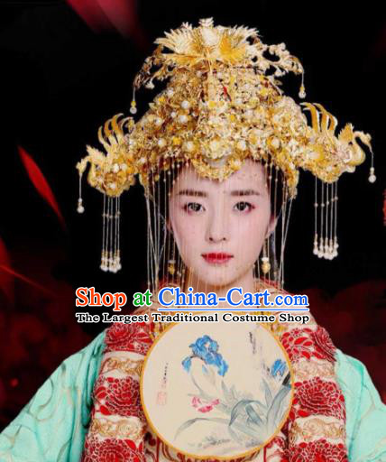 Traditional Chinese Handmade Queen Wedding Phoenix Coronet Hairpins Ancient Imperial Empress Hair Accessories for Women