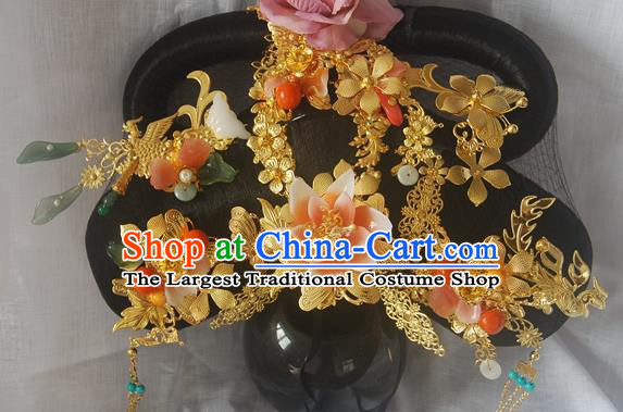 Traditional Chinese Handmade Tang Dynasty Queen Hairpins Ancient Imperial Empress Hair Accessories for Women