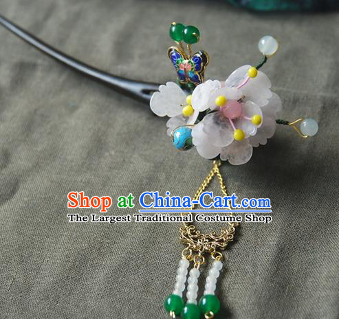 Handmade Chinese Ancient Princess Cloisonne Butterfly Lotus Hairpins Headwear Hair Accessories for Women
