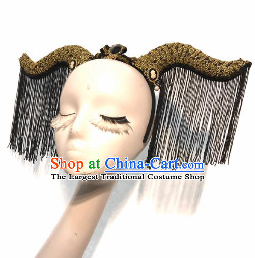 Halloween Handmade Stage Show Horn Tassel Hair Clasp Hair Accessories Brazilian Carnival Catwalks Headdress for Women