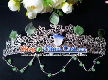 Chinese Handmade Hanfu Palace Hairpins Green Leaf Hair Comb Traditional Ancient Princess Hair Accessories for Women