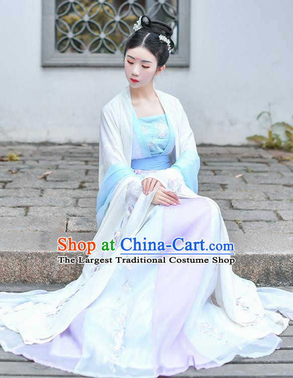 Chinese Ancient Imperial Consort Embroidered Hanfu Dress Traditional Tang Dynasty Royal Court Historical Costume for Women